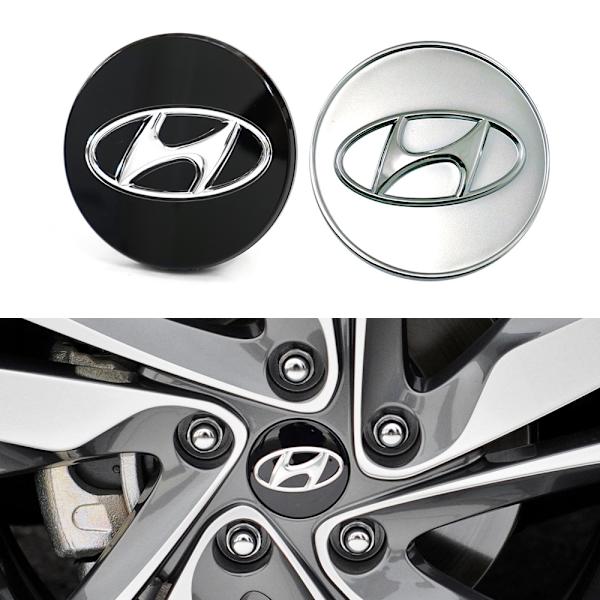 4-pakke - Hyundai Senterdeksler / Nav Emblem - Bil 65 65 60mm - Svart