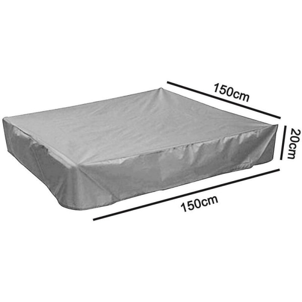 Sandkassebeskyttelse til børn firkantet vandtæt parasol (150 x 150 x 20 cm, grå)