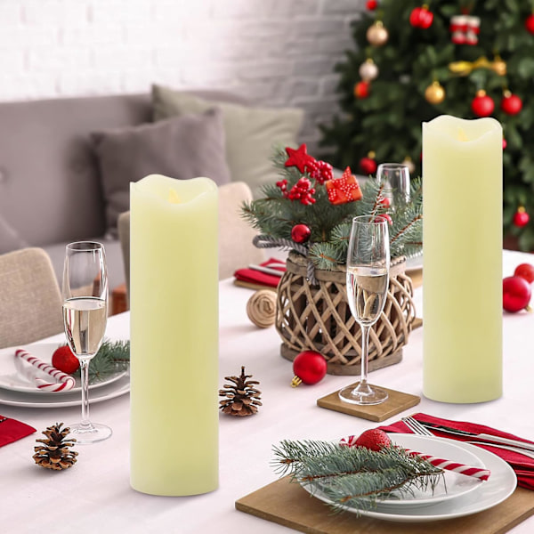 2 kpl LED-lohko kynttilät, Aito Vaha 25cm Kaukosäätimellä Koti Sisustukseen 3 x 25 cm (2 stycken) 3 x 25 cm (2 stycken)
