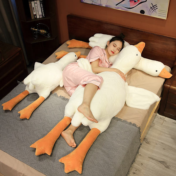 Jätte Vit Gås Uppstoppad Animal Duck Plyschkudde 130cm