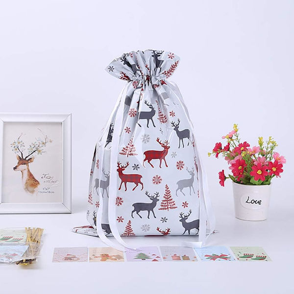 15-pack stora presentpåsar med dragsko för julklappar 30x40cm-FA-