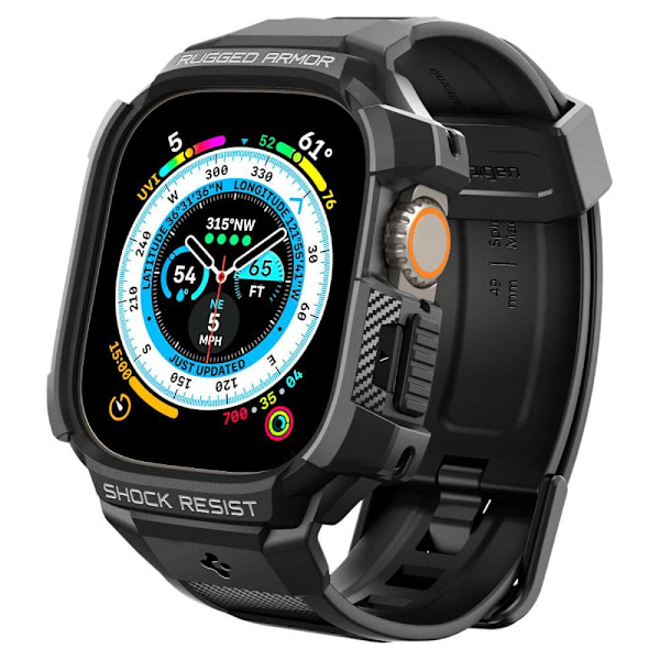 Spigen Apple Watch Ultra 49 mm Kuori/Ranneke Rugged Armor 'Pro' Musta