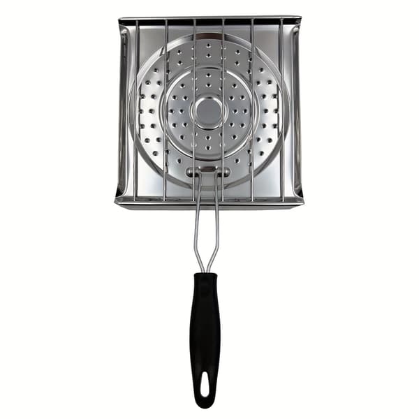 Brødrister til komfur i rustfrit stål med foldbart håndtag til camping og køkken 21.49x19.99cm Silver
