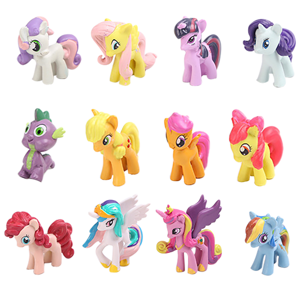 12 st/ set e Pony Actionfigurer Regnbågshäst Enhörning Leksak colour