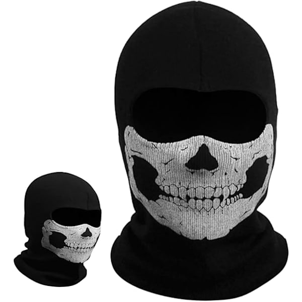 Yksikokoinen Kallo Ghost Mask Call of Duty Mask Musta Täyskasvoinen Pyöräilyhuppu