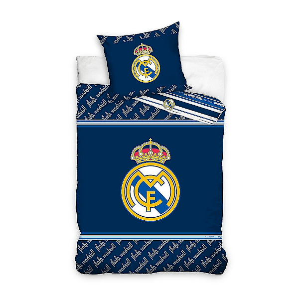 Real Madrid Club Crest 100% puuvillainen yksittäinen peitto- ja tyynyliinasetti