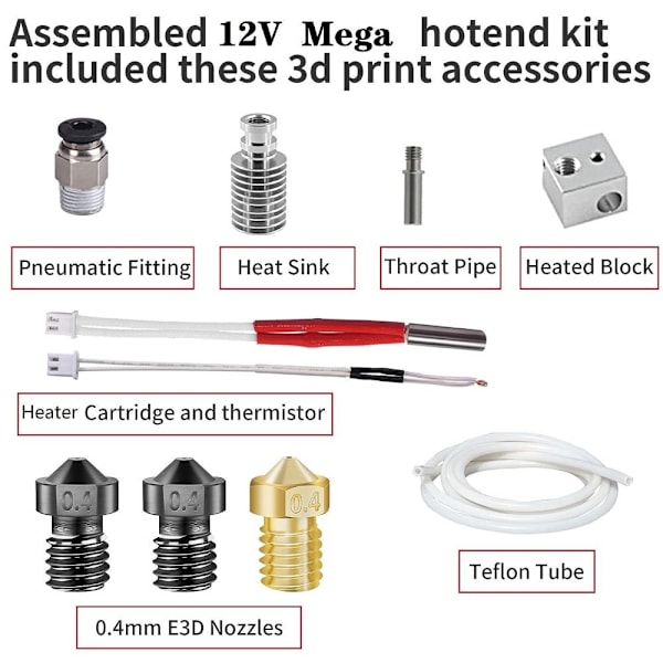 3D-utskriftshuvud Anycubics I3 Mega Hotend 12V