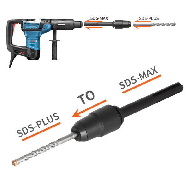 SDS Max till SDS Plus-adapter för borrhammare, SDS Max till SDS Plus snabbborrverktyg, snabbadapterchuckadapter för alla SDS Max-borrar