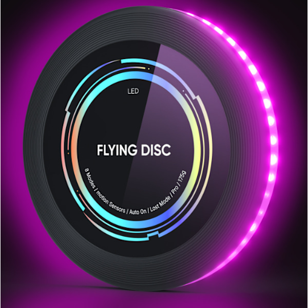 Latautuva LED-Frisbee - 175G-RGB - Älykäs Tila - Automaattinen Syttyminen - Hauska Lahja Syntymäpäiville ja Leirintäalueille - Satunnaisia UFO-Kuvioita Purple