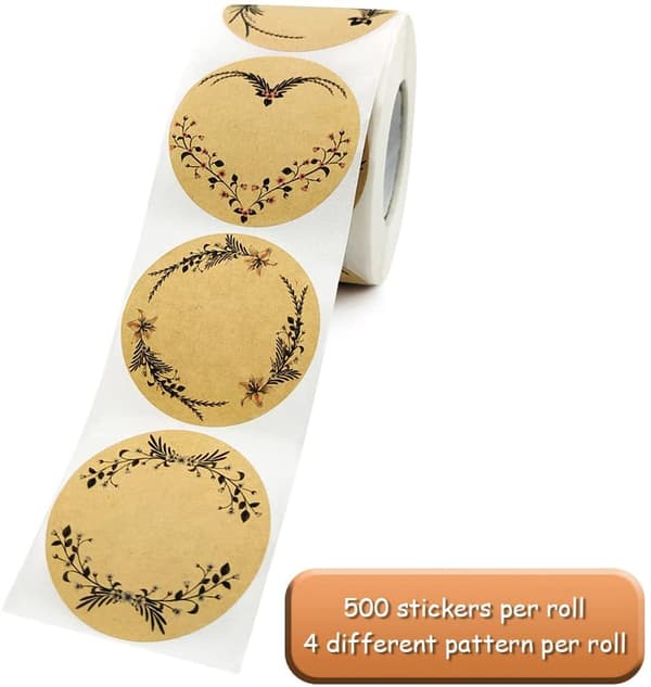 500 st 5 cm bruna självhäftande etiketter i kraftpapper-FA-