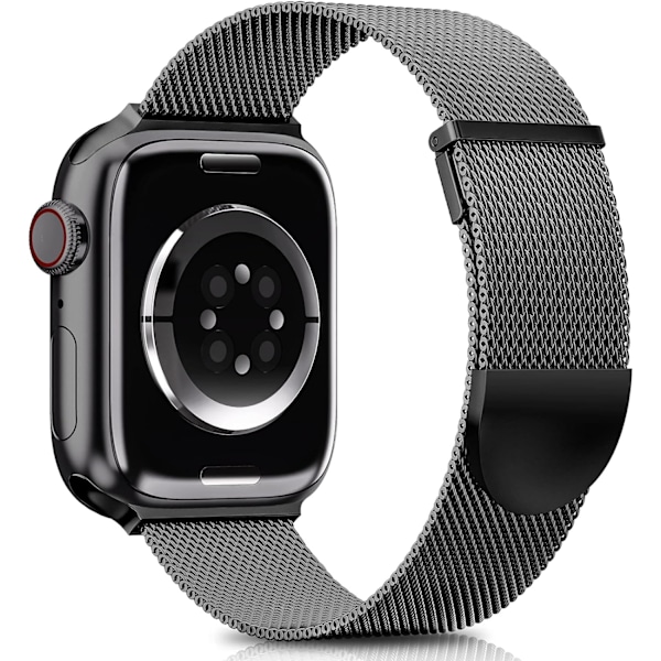 Rem kompatibel med Apple Watch -remme 41 mm 40 mm 38 mm, dobbelt magnetisk justerbar erstatningsrem til iWatch Series 9 8 SE 7 6 5 4 3 2 1, Sort Black