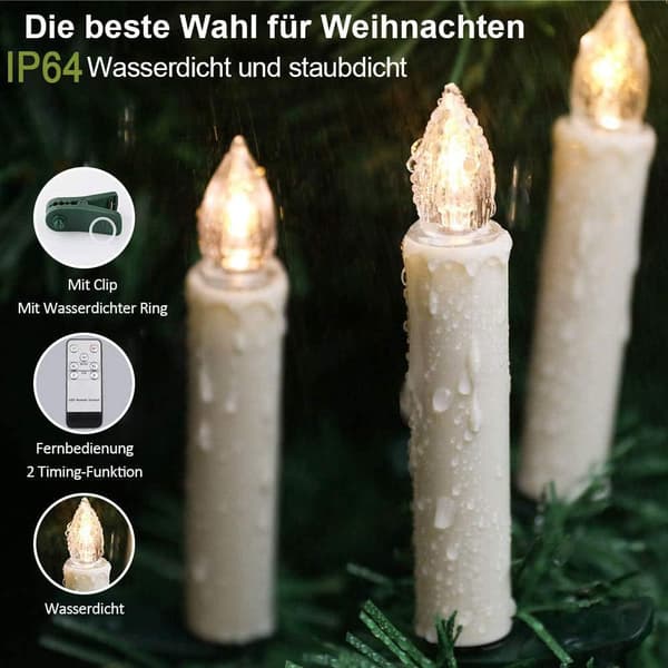 10 stk LED-lys LED-lys, trådløse, dimbare lysestaker, flammefrie julelys-FA-