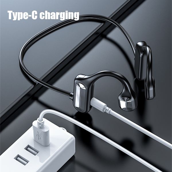 Smärtfria Open Ear Trådlösa Bluetooth Vattentäta Stereo Handsfree Bluetooth-hörlurar Black