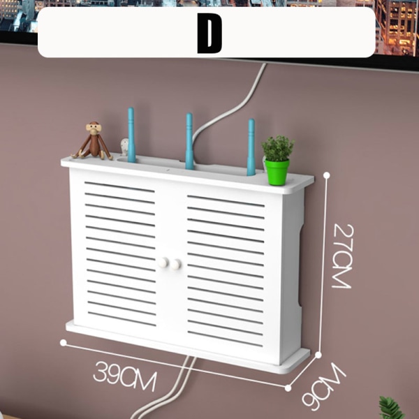 Stor trådløs Wifi Router Hylde Opbevaringsbokse Kabel Power Plus D