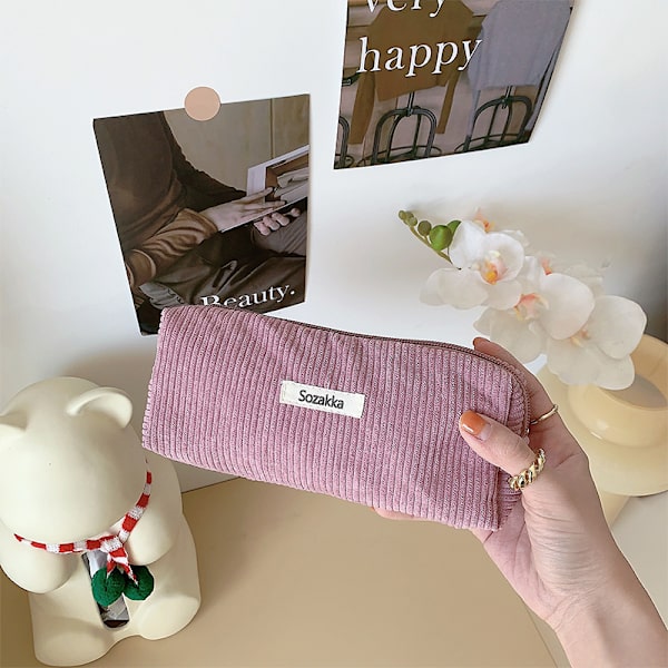 Enkelhet Retro pennfodral Enfärgad case Makeup Ba Purple
