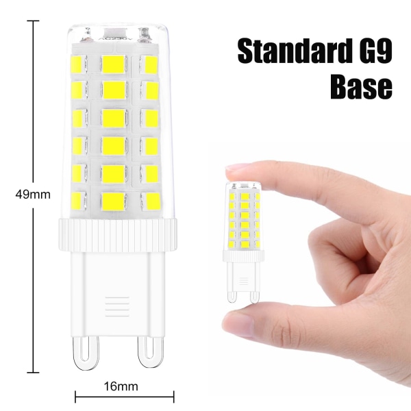 G9 LED -lamput, 5 W:n vastaavat 40 W:n halogeenilamput, valkoinen 6000 K, välkkymättömät