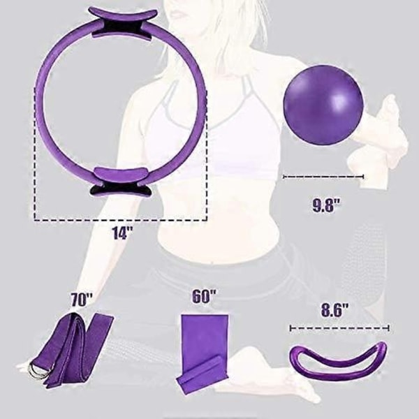 5-pak Pilates Ring Sæt 14 tommer Yoga Fitness Magic Circle Pilates Udstyr til Hjemmetræning Fitness Kit - Perfekt