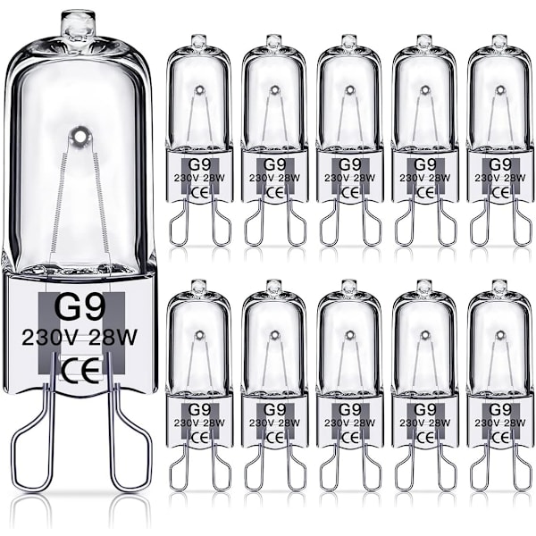 G9 halogenlamper 28W, 230V, 10 stk. 28W