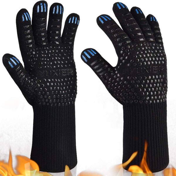 Grilling Mitts 1472°F Ultra Heat Resistant Silicone Insulated Oven Mitts for Grilling, Boiling, Grilling, Baking, Slicing (1 Pair)