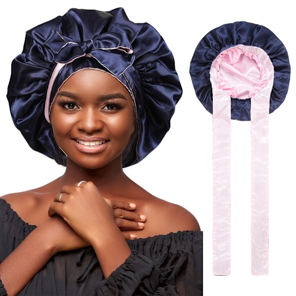 Satinhette Silkesmyk Satin Bonnet MØRKBLÅ dark blue