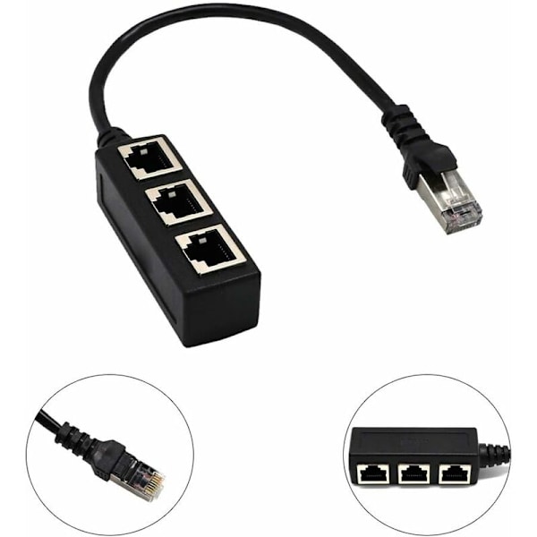 RJ45-verkkokaapeli 1-3 portin Ethernet-sovitinverkkokaapelin jakaja