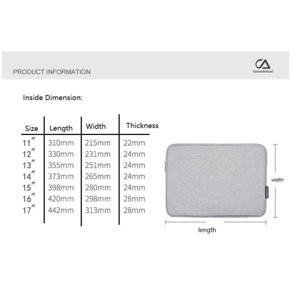 Laptopväska datorfodral / fodral till bärbar dator ljusgrå 12 tommer