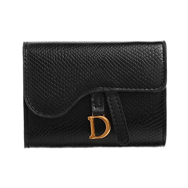 Dame Lykkekort Holder Kort Lommebok Mini PU Brev Lommebok Multi Liten Multi Clutch Veske Black2