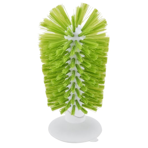 Glasbørste ABS Nylon Vertikal Design Giftfri Sugkopp Rengjøringsbørste for Glasbeger Vannflaske (Grønn) 0.3