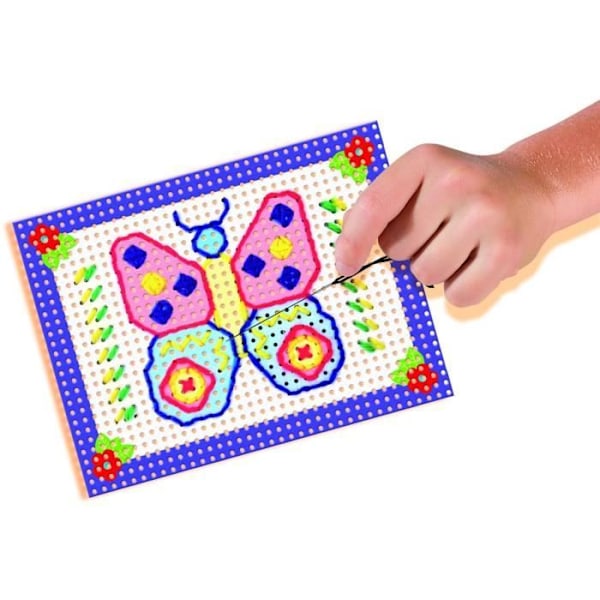 SES CREATIVE - Jag lär mig att brodera - Förtryckta och perforerade kort - Canvas med stora hål - För barn över 3 år Flerfärgad