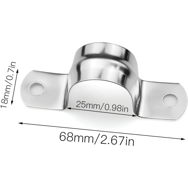 30 stk 304 rustfritt stål slangeklemmer u-fitting 25 mm rør cl