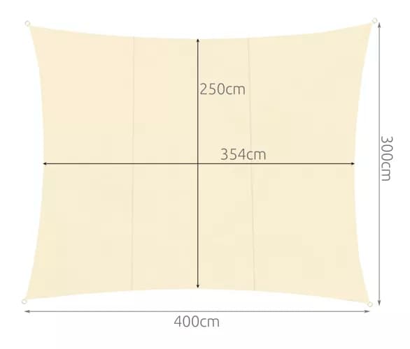 Vanntett solseil 4x3m 180g/m² Beige-FA-