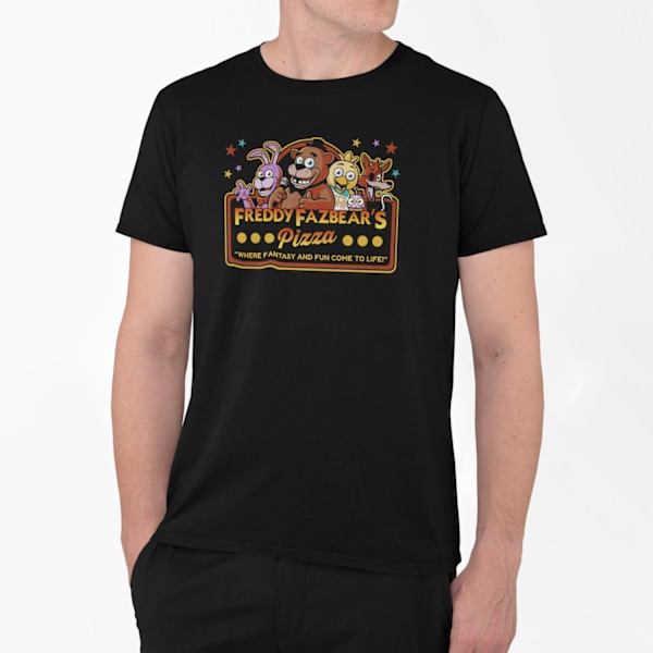 FNAF T-shirt med Five Nights at Freddys pizza design 190 140cl 9-11 år