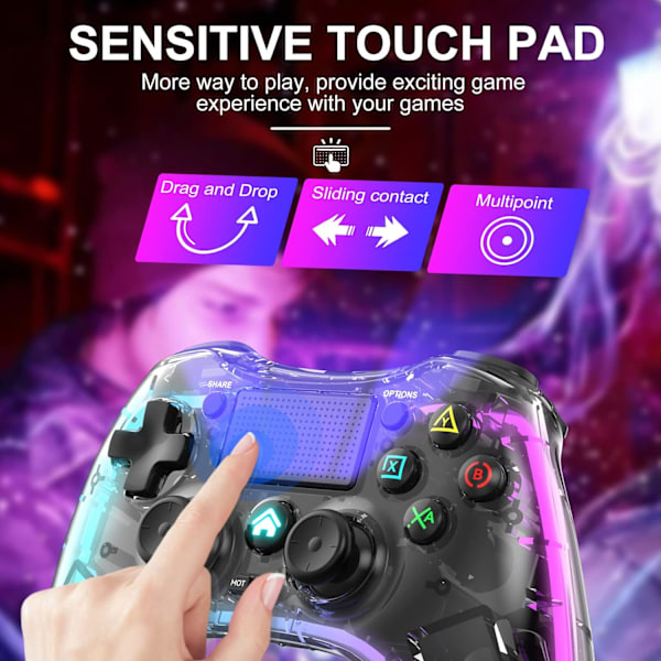 PS4-controller med 8 farver justerbar LED-belysningsfjernbetjening