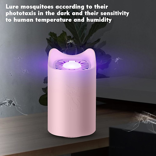 Rosa elektrinen hyttynkarkottaja USB-käyttöinen hyttynkarkotuslamppu Bug Zapper Trap-lamppu Ympäristöystävällinen sisäänvetoäänetön hyönteiskarkotinlamppu kotitalouksille,