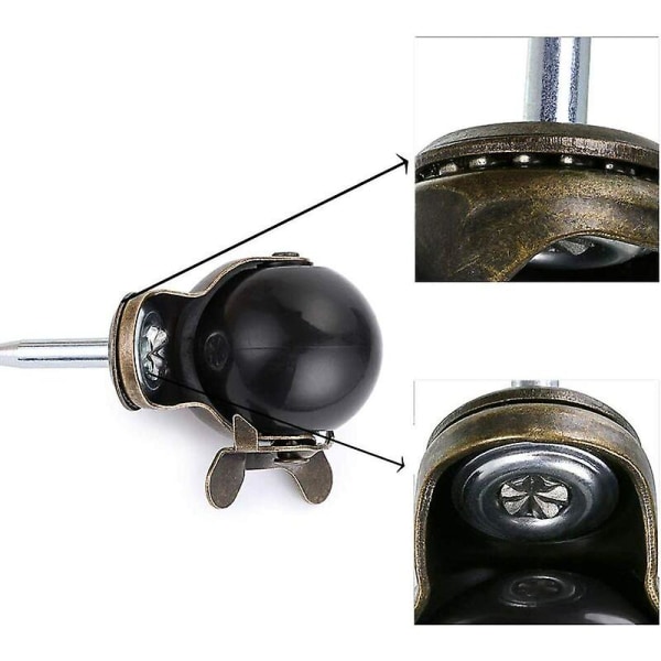 8 stk 40 mm spindelhjul, møbelhjul med brems, nylon for kontorstol, sovesofa, sofa, bæreevne 25 kg per hjul