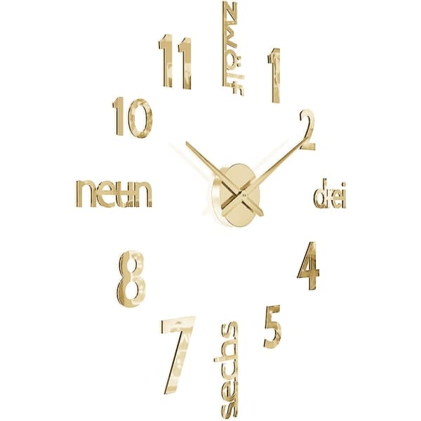 Elegant Stor DIY Ramlös 3D Spegel Yta Effekt Väggklocka Guld-XS7-