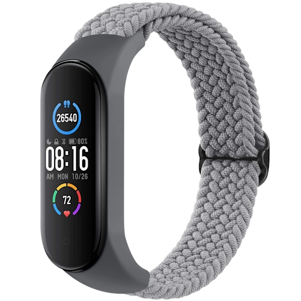 Flätat klockband för Xiaomi Mi Band 7 6 5 4 3 Rem Elastiskt justerbart armband för Amazfit Band 5 Band Ersättningsarmband grå grey For Xiaomi Mi Band 6