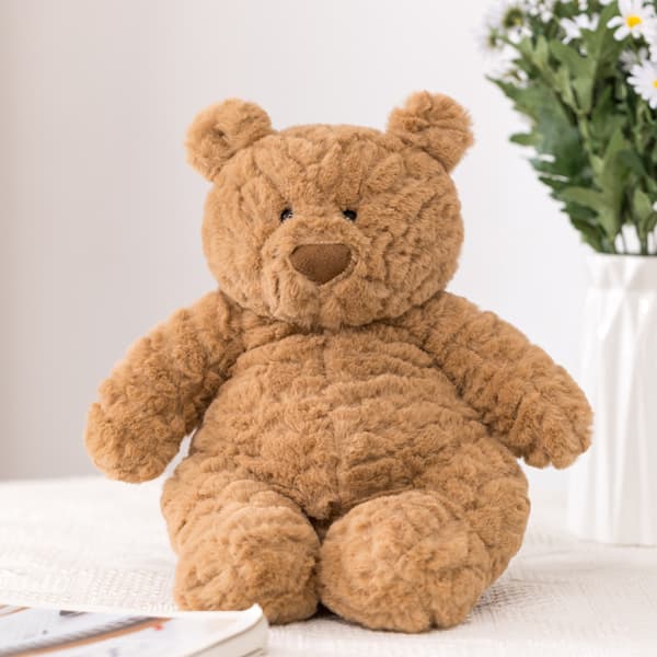 Plysset bamse, 40 cm, superblødt plyslegetøj, brun bamse-FA-