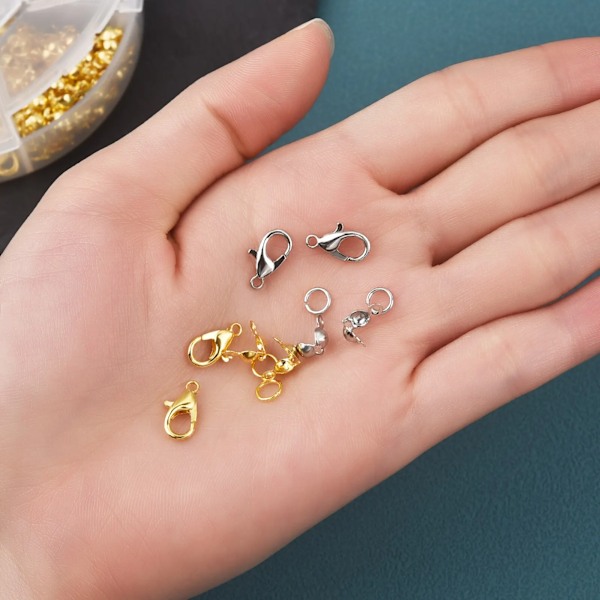 500 st/ask Smyckestillverkningssatser Hummerlås Öppna Hoppringar Ändklämmor Pärlor Ask Set Handgjorda Armband Halsband Tillbehör