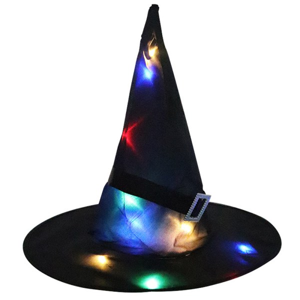 Halloween Hat LED Glødende Heksehat Harry Potter Magisk Hat Black