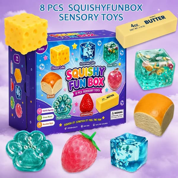 8-piece Mystery Box, Blind Box Malt Sugar, Creative Slow-Rebound Squishy, Party Gift, 8 Stress Relief-FA-