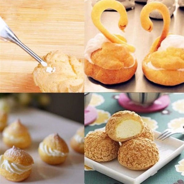 4 stk/sett rustfritt stål dekoreringstips glasurmunnstykke puffdeig