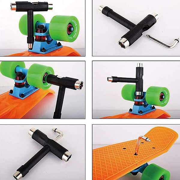 All In One Skateboard Tool - Lettvektig Skateboard Tool med L Wrench Tool Skateboard Longboard Skater Tool Montering Tool