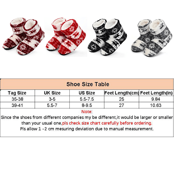 Damtofflor i koralfleecestoff med päls, ankelstøvler, varme indendørs sko, rød Red 25cm (36-38 EU)