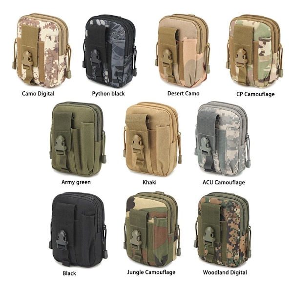 HHL Kompakt taktisk Molle EDC-väska Utility Gadget Bälte Midjeväska med mobiltelefonficka Holsterhållare för vandring Camping Utomhus Daglig användning