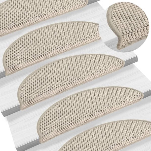 vidaXL Trappstegsmattor självhäftande sisal 15 st 56x17x3 cm silver 2770 Taupe
