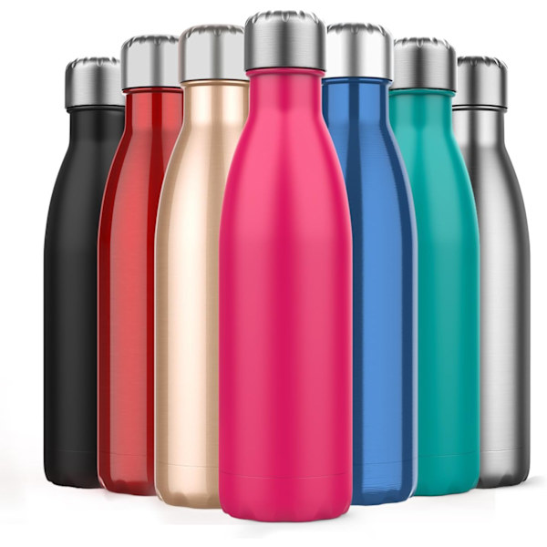 500 ml termos, rustfritt stål vakuumflaske holder kaldt og varmt - BPA-fri for utendørsaktiviteter, fitness, fotturer, kontor, skole (rosa)