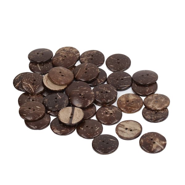 50 stk Treknapper Runde Kokosnøtttekstur Dobbelthull Kompositt Tre 25mm DIY Syknapper for Kunstprosjekter-FA-