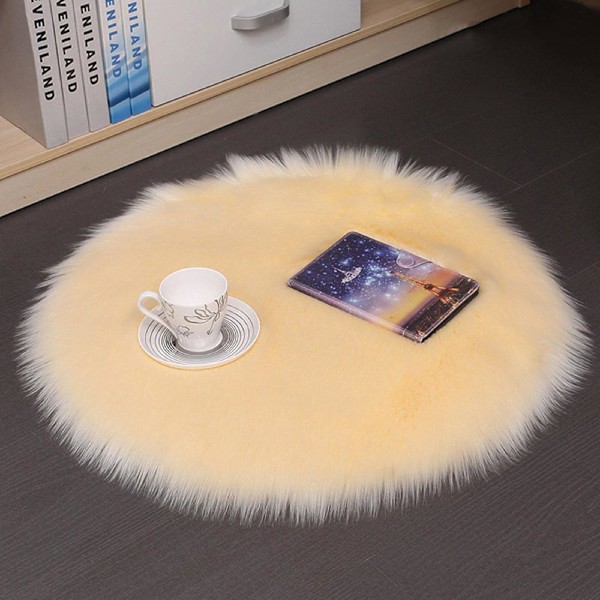 Supermyk Shag Rund Fluffy Teppe i Kunstig Saueskinns Pels