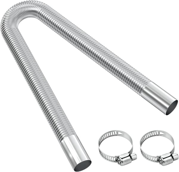 Udstødningsrør til parkeringsvarmer, 60 cm rustfrit stål udstødningsrør Biludstødningsrør med 2 rustfrie stål klemmer til dieselvarmer-FA- 60cm